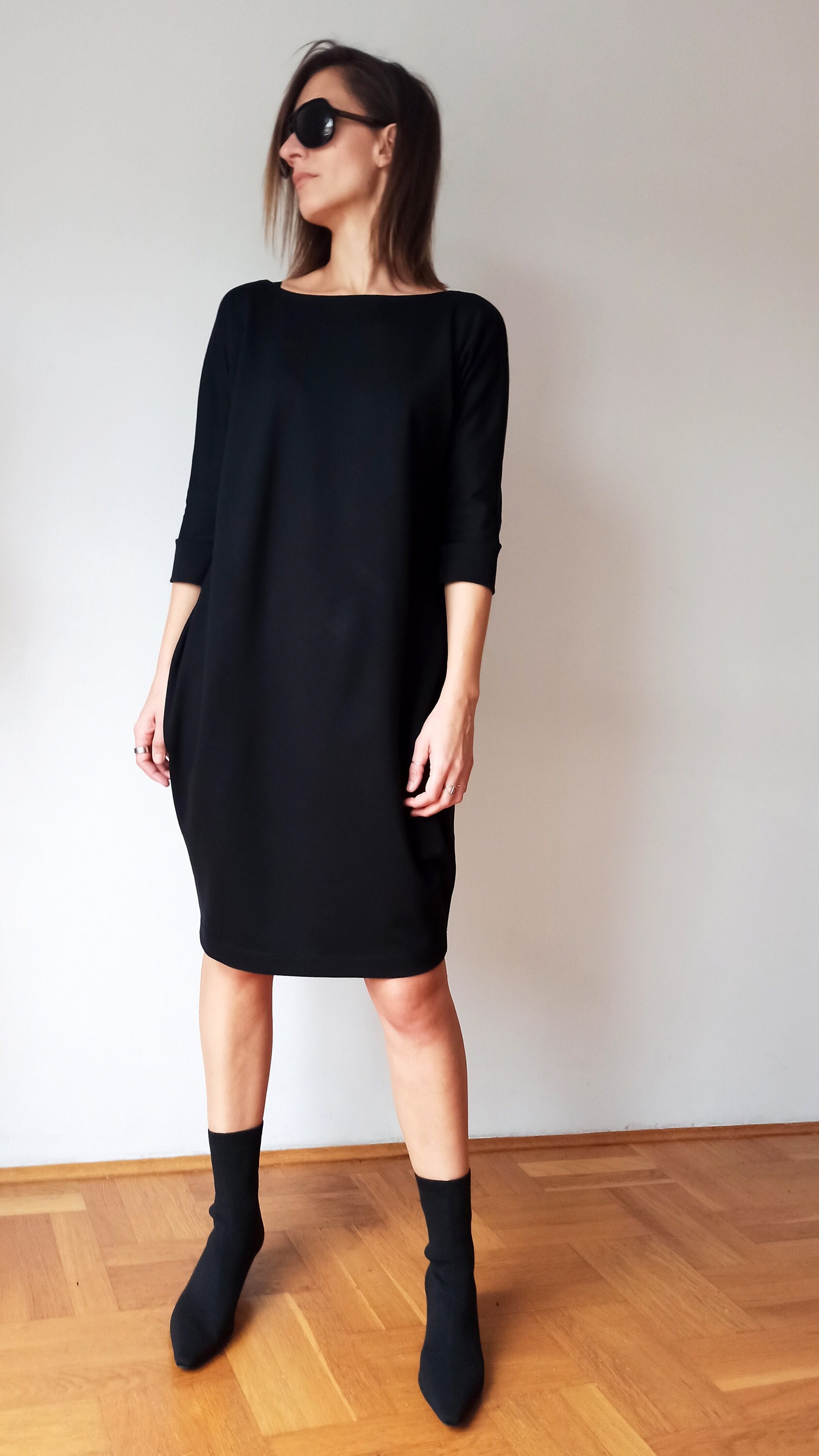 Minimalist Elegant Women Oversized Dress, Stylish Heavy Jersey Loose Fitting Dress, Cocoon Dress