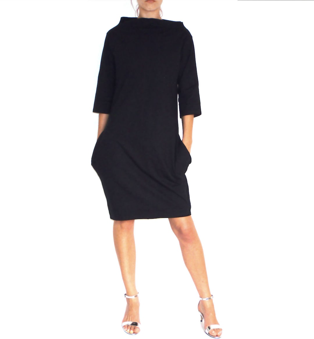 Heavy Jersey Minimalist Oversized Women Dress With Pockets and