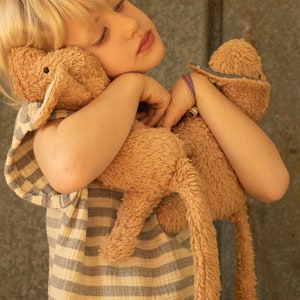 Dog "Johnny" in Beige Brown: Organic Cuddly Toy with Customisable Inner Ears