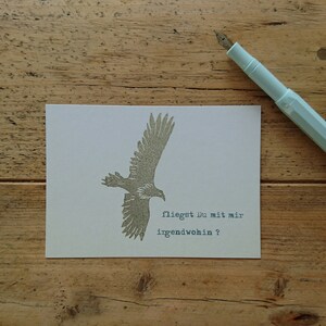 Postkarte, Adler-Stempel auf Recyclingpapier