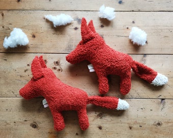 Volpe con punta della coda bianca "Lennie" in rosso ruggine: peluche in peluche biologico con orecchie a scelta