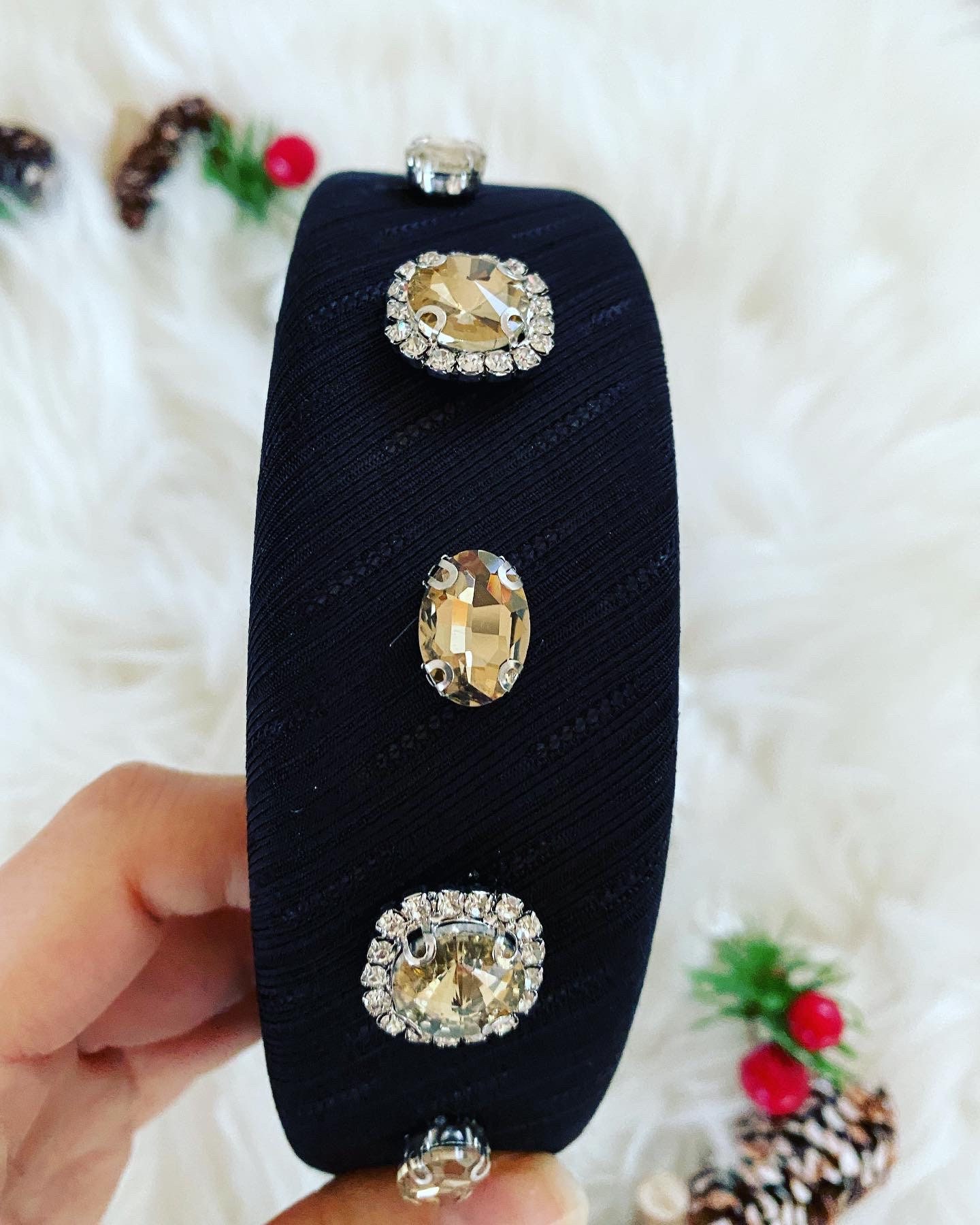 Fstrend Cerchietto Per Capelli Bohémien Con Strass Multicolore E Cristalli: Fascia Elastica Regolabile 22,4-63 Cm, Gioiello Per Capelli Donna, Colore Oro - 4