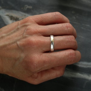 Cross Hatch Polished Silver & 24ct Gold Ring, Unisex, Keum Boo, Geumbu, Kum-bu Band, Textured Ring, Alternative Wedding Ring, Gothic image 5