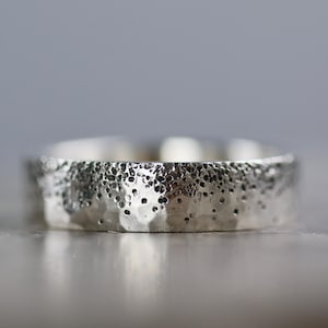 Silver Stipple Textured Ring, Oxidised Texture, Unisex Ring, Hammered Ring, Alternative Wedding Ring, Engagement, Men&#39;s Ring