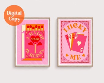 Posters | Match Made in Heaven | Lucky Me  | Orange and Pink | DIGITAL DOWNLOAD