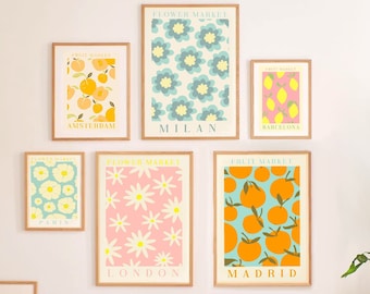Flower Market Poster Set, Botanical Prints, Paris, London (Digital Download)