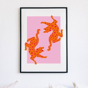 Póster / Tigre / Corazón de amor / Rosa y Naranja