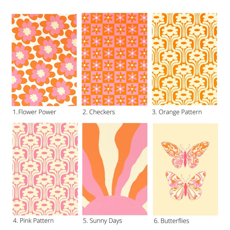 Bundle Posters Digital Download Digital Prints Digital Posters Pink and Orange Posters Dorm Wall Art Bright Art 70s Aesthetic image 3