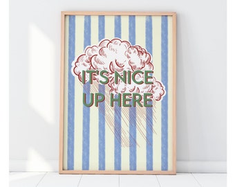 Its Nice Up Here | Cloud Poster | Italian Wall Art | Stripes Print | Digital Download | Italy Wall art | Living Room Art