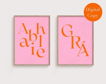 Irish Posters | Two Posters | Love and Home | Orange and Pink | DIGITAL DOWNLOAD