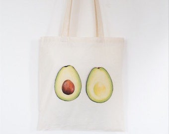 Avocado Tote Bag, Ethically Produced Reusable Shopper Bag, Farmers Market Bag, Cotton Tote, Shopping Bag, Eco Tote Bag, Reusable Grocery Bag
