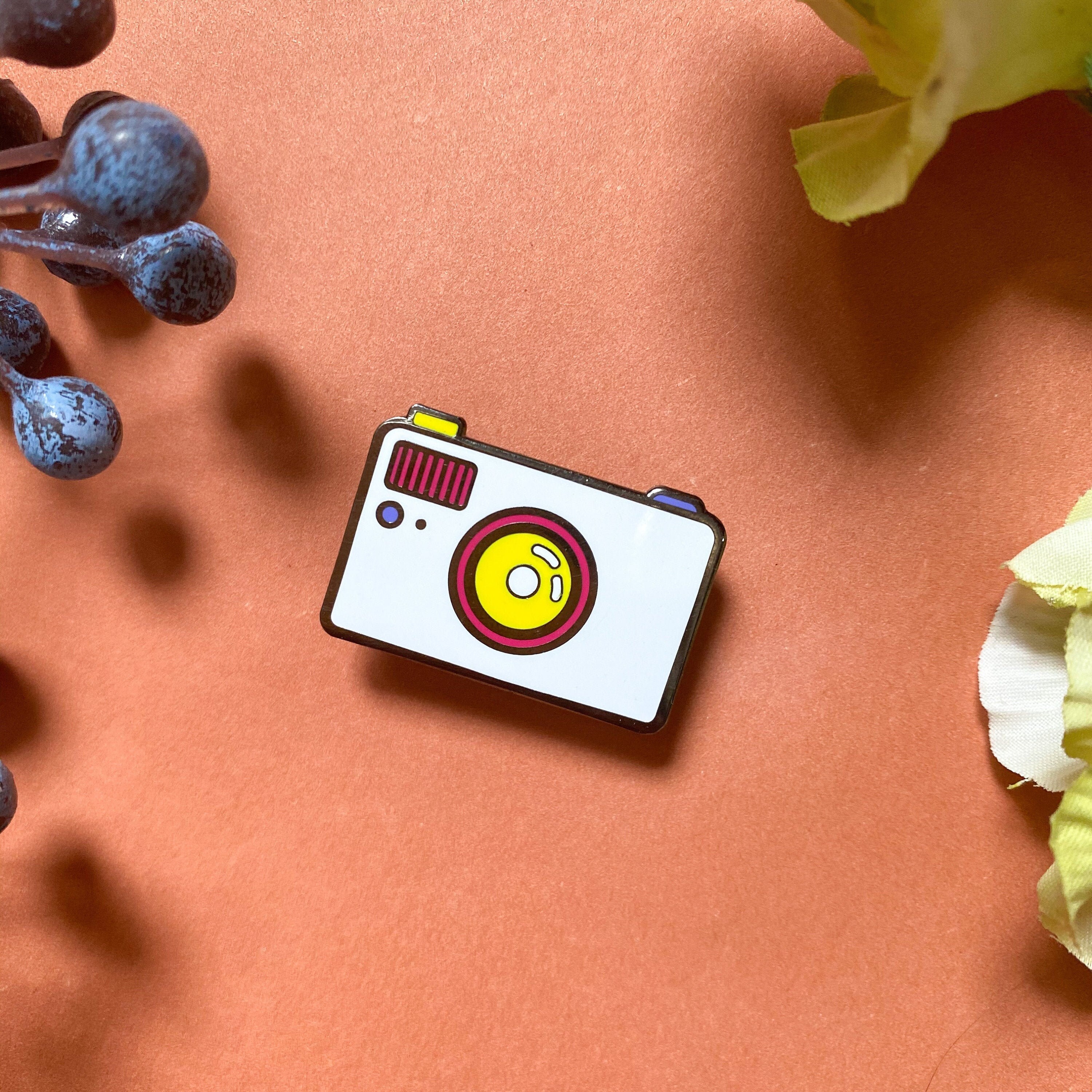 Camera enamel pin hard enamel pin white camera photo Etsy