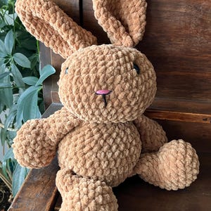 Hand Crocheted Bunny Snuggler: Velvety Soft Baby Toy