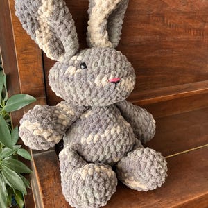 Hand Crocheted Bunny Snuggler: Velvety Stuffed Baby Toy