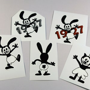 Disney's Oswald the Lucky Rabbit & Ortensia the Cat Stickers:  5 Options Available - Waterproof/UV Resistant - Made in USA - Free Shipping