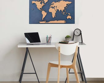 Push Pin Cork World Travel Map | 24"x14"