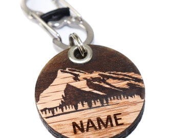 Rundle Mountain - Wood Pet ID Tag