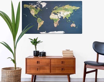 Geo Optic Cork Push Pin Travel Map | 44"x24" | Labelled
