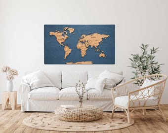 Cork Push Pin World Travel Map | 44" x 24" | Large