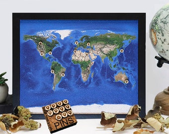 Geo Optic Push Pin World Map | 8"x10"