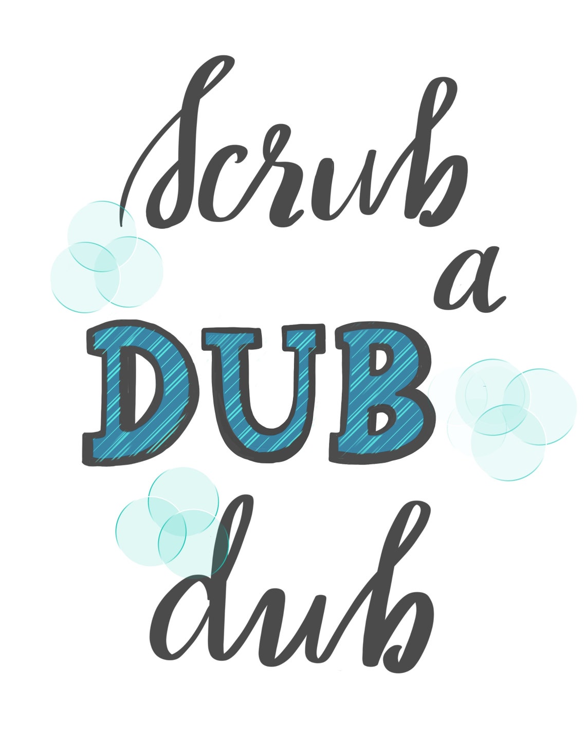 Scrub a DUB Dub//printable Art//printable Wall Decor//bathroom Etsy