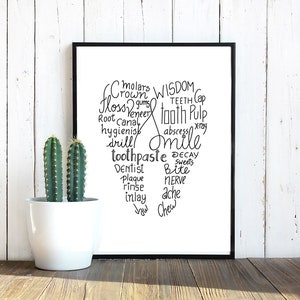 11x14 Tooth shape poster//Dental gift // Printable wall decor//Printable tooth//Dentist office/ Bathroom wall art//Dental gift//Dentist gift
