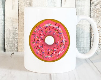 Donut Coffee Mug, Donut Coffee Cup, Donut Mug, Donut Cup, Pink Donut Mug, Cute Mugs, Cute Coffee Mugs, Cute Coffee Cups, Funny Coffee Mugs