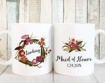 Personalized Maid of Honor Gift Mug, Maid of Honor Mug, Maid of Honor Proposal Mug, Bridal Party Gifts Personalized Mug, More Colors Sizes