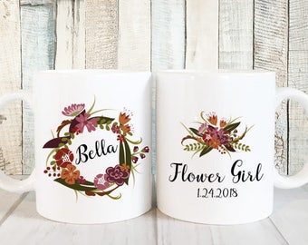 Personalized Flower Girl Cup Gift, Flower Girl Proposal Gift for Girls, Bridal Party Gifts, Mug Personalized Kids Mugs, More Colors, 11 oz