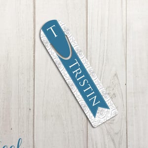 Pretty Bookmarks for Women Personalized Gift for Women, Damask Bookmark for Mom, Personalized Metal Bookmark Clip Customizable Bookmark Gift image 1