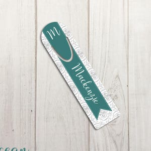 Pretty Bookmarks for Women Personalized Gift for Women, Damask Bookmark for Mom, Personalized Metal Bookmark Clip Customizable Bookmark Gift image 6