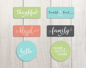 Cute Refrigerator Magnets, Cute Magnets, Fridge Magnets, Farmhouse Decor, Metal Magnet Set of 6 Mini Farmhouse Sign Magnets Thankful Blessed