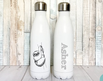 Personalized Water Bottle, Personalized Stainless Steel Water Bottle, Insulated Water Bottle, Personalized Sloth Water Bottle, Sloth Gift