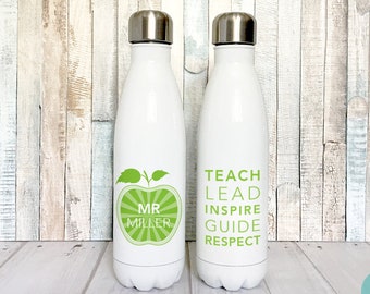 Insulated Water Bottle Personalized Teacher Gift, Personalized Gift for Male Teacher Gift, Stainless Steel Water Bottle for Teachers, 17 oz