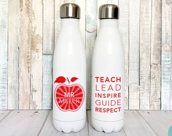 Personalized Gift for Male Teacher Gift, Stainless Steel Water Bottle for Teachers, Insulated Water Bottle Personalized Teacher Gift, 17 oz