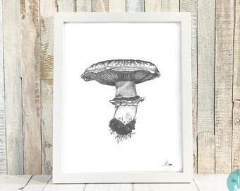 Mushroom Decor, Kitchen Art Print, Country Home Decor, Mushroom Print, Kitchen Wall Decor, Farmhouse Wall Decor for Kitchen, 8x10 UNFRAMED