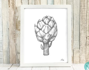 Farmhouse Kitchen Decor, Artichoke Print, Kitchen Wall Decor, Kitchen Art Print, Vegetable Print, Wall Decor for Kitchen, 8x10 UNFRAMED