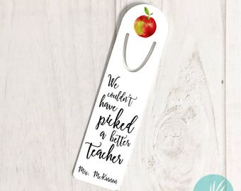 Teacher Appreciation Gift Ideas, Personalized Apple Gift for Teacher, Personalized Metal Bookmark for Teachers, Personalized Teacher Gift