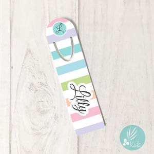 Personalized Metal Bookmark Customized Metal Bookmark Cute Bookmarks Personalized Gift for Women Gift Ideas Rainbow Stripe Aluminum Bookmark image 1