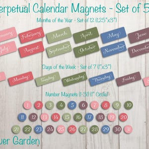 Perpetual Calendar Magnet Set, Homeschool Calendar Magnets, Magnetic Calendar, Classroom Calendar Set, Whiteboard Magnets, Family Calendar