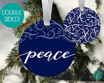 Peace Christmas Ornament, Metal Ornaments, Modern Christmas Ornaments, Faith Hope Love, Modern Calligraphy, Christmas Decorations, Joy Peace