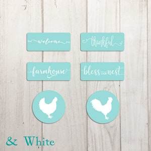 Refrigerator Magnets, Chicken Magnets, Cute Magnets, Fridge Magnets, Farmhouse Decor, Metal Magnet Set of 6, Mini Farmhouse Sign Magnets image 3