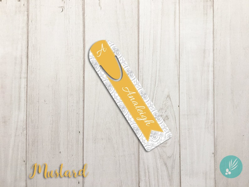 Pretty Bookmarks for Women Personalized Gift for Women, Damask Bookmark for Mom, Personalized Metal Bookmark Clip Customizable Bookmark Gift image 5