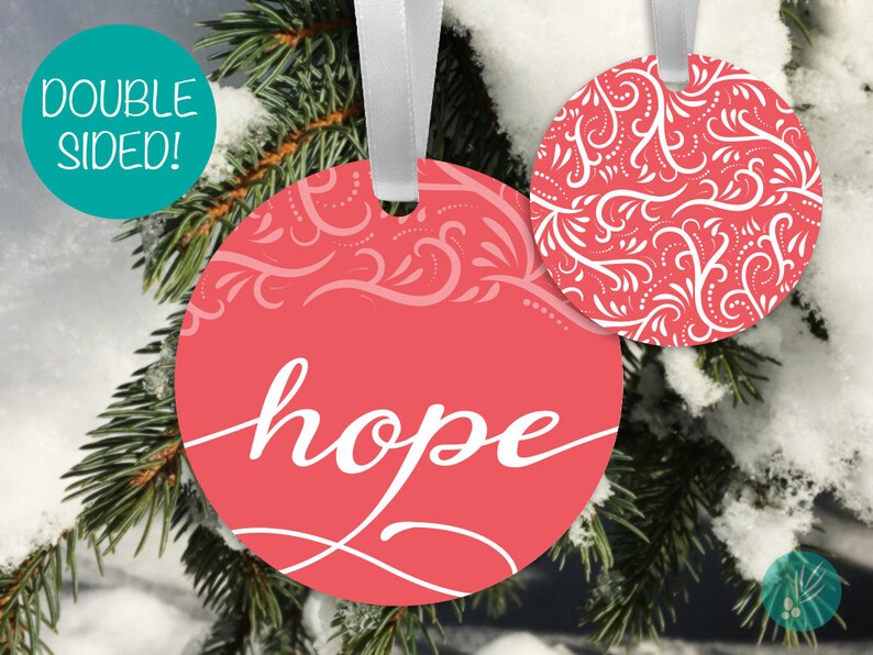 Peace Christmas Ornament, Metal Ornaments, Modern Christmas Ornaments, Faith Hope Love, Modern Calligraphy, Christmas Decorations, Joy Peace image 3