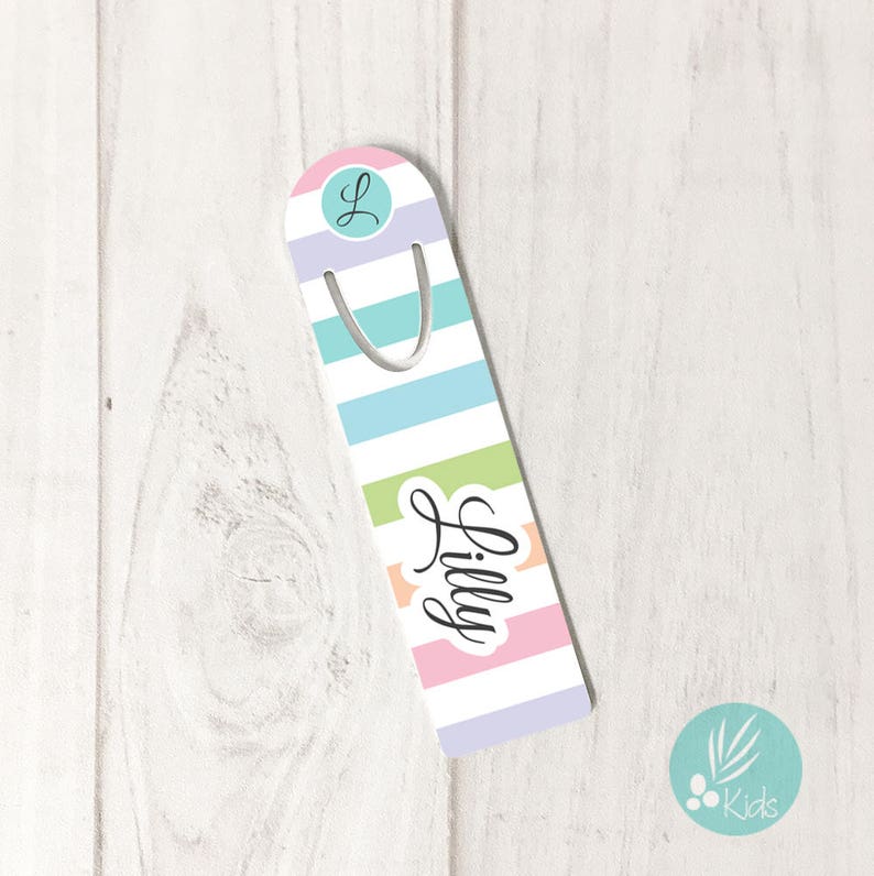 Personalized Metal Bookmark Customized Metal Bookmark Cute Bookmarks Personalized Gift for Women Gift Ideas Rainbow Stripe Aluminum Bookmark image 1