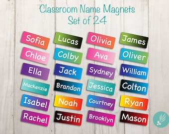 Whiteboard Magnets, Classroom Organization Magnets, Student Name Magnets, Personalized Locker Magnets Back to School Magnetic Name Set of 24