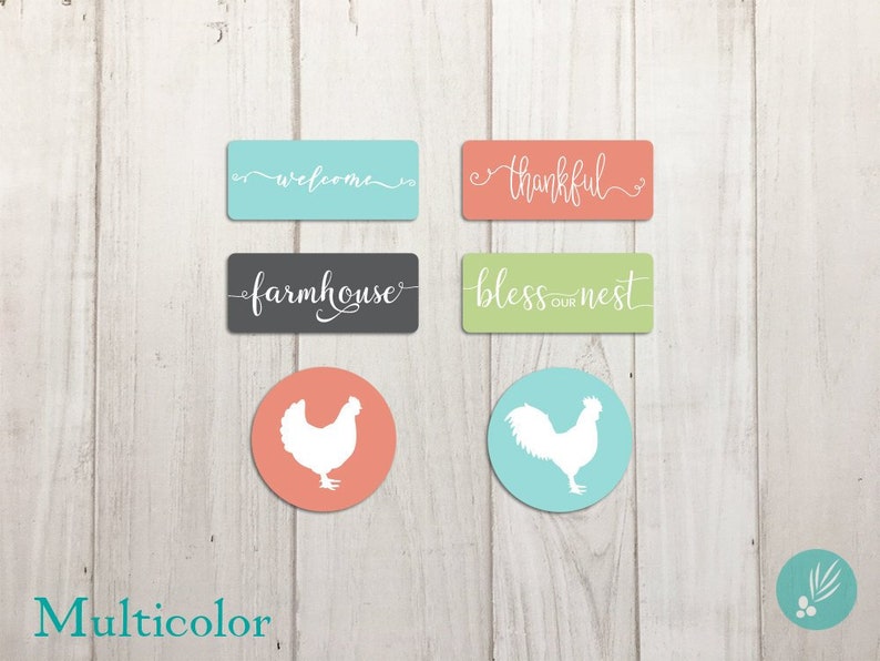 Refrigerator Magnets, Chicken Magnets, Cute Magnets, Fridge Magnets, Farmhouse Decor, Metal Magnet Set of 6, Mini Farmhouse Sign Magnets image 1