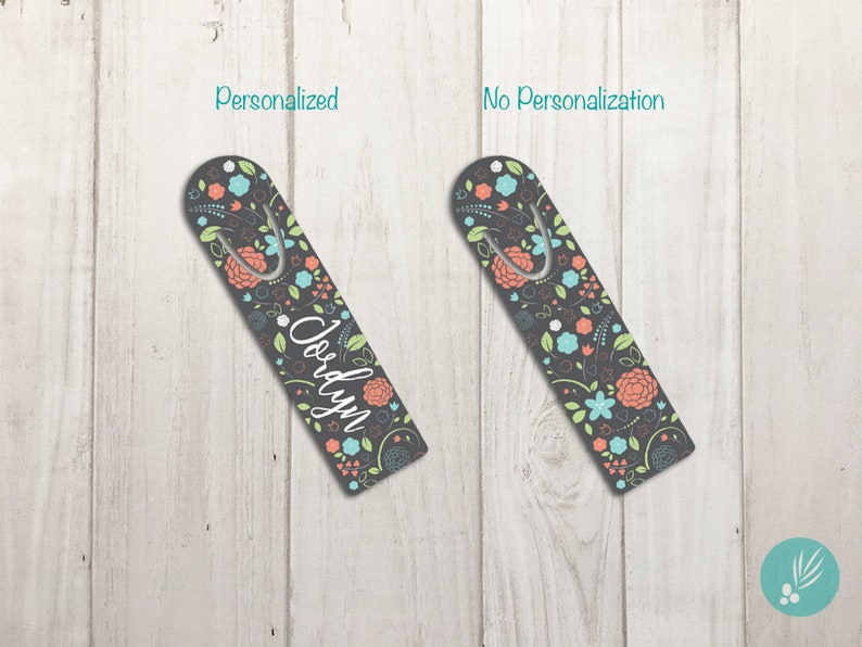 Gray Floral Bookmark, Metal Bookmark Mothers Day Gift, Personalized Bookmark for Books, Bookmark Personalized Teacher Gift, Custom Bookmark 画像 2