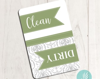 Dishwasher Magnet Clean Dirty Dishwasher Clean Dirty Magnet Dishwasher Magnet Reversible Magnet Dishwasher Sign Sage Green Kitchen Decor 2x3