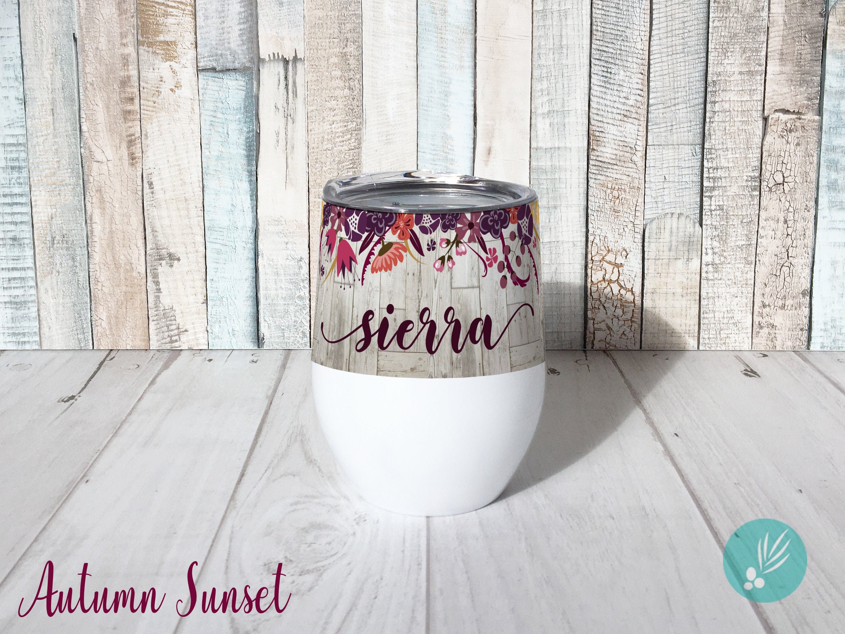 Floral Wine Tumbler Personalized Insulated Wine Tumbler With Etsy